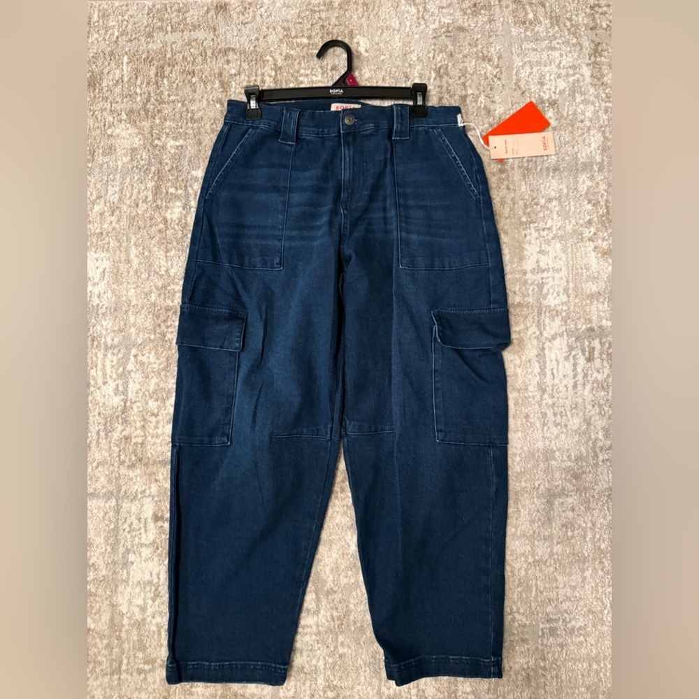 Sofia by Sofia Vergara Women's High Rise Barrel Jeans - Dark Blue size 8-NWT